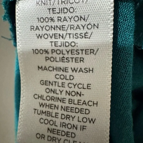 LOFT Teal Sheer Cap Sleeve Blouse | Gathered Neckline | MP - Picture 4 of 4